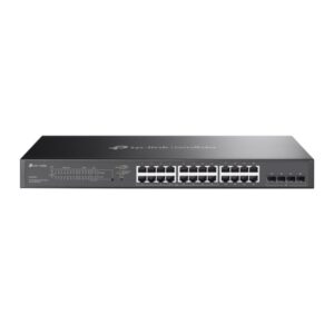 tp link omada sg2428lp switch 28 puertos gestionado 8xrj45 1gbps 16xrj45 poe+ 1gbps 4xsfp soporta qos conmutacion hasta 56gbps carcasa metalica color negro