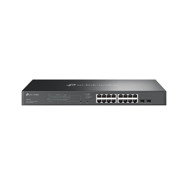 tp link omada sg2218p switch 18 puertos control de trafico 16xrj45 poe+ 1gbps 2xsfp 1gbps conmutacion 36gbps soporta qos seguridad avanzada carcasa metalica color negro