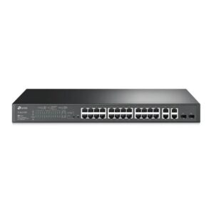 tp link omada sl2428p switch 30 puertos gestionado 24xrj45 100mbps 4xrj45 1gbps 2xrj45/sfp 1gbps soporta qos montaje en rack 1u color negro