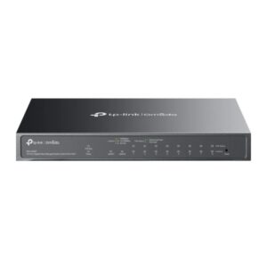 tp link omada es210gmp switch 10 puertos alcance hasta 250m con cable 8xrj45 poe+ 1gbps 1xrj45 1gbps 1xrj45/sfp combo soporta qos conmutacion hasta 20gbps color negro