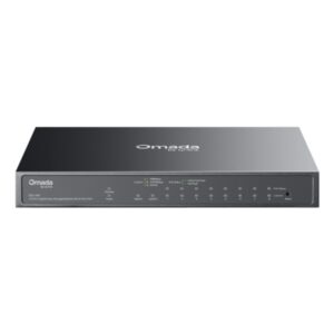 tp link omada es210gp switch con 10 puertos gestionado 8xrj45 poe+ 1gbps 1xrj45 1gbps 1xrj45/sfp combo plug and play soporta qos carcasa metalica color negro
