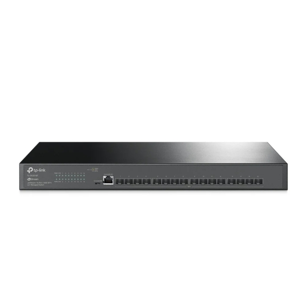 tp link omada sx3016f switch 16 puertos sfp 10gbps gestionado soporta qos doble fuente de alimentacion conmutacion hasta 320gbps carcasa metalica color negro