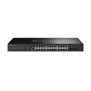 tp link omada sg3428x m2 switch 28 puertos gestionado 24xrj45 2.5gbps 4xsfp+ 10gbps soporta qos conmutacion hasta 200gbps carcasa metalica color negro