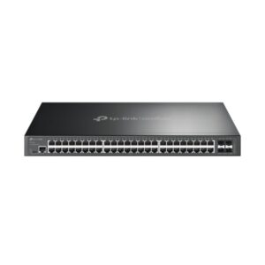 tp link omada sg3452x switch 52 puertos gestionado 48xrj45 1gbps 4xsfp+ 10gbps soporta qos conmutacion hasta 176gbps carcasa metalica color negro