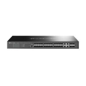tp link omada sg3428xf switch 28 puertos gestionado 20xsfp 4xrj45/sfp combo 4xsfp+ 10gbps soporta qos doble fuente de alimentacion conmutacion hasta 128gbps color negro