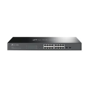 tp link omada sg2218 switch 18 puertos capa 2 16xrj45 1gbps 2xsfp silencioso soporta qos conmutacion hasta 36gbps carcasa metalica color negro