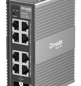 tp link omada ies208g switch 8 puertos gestionado 6xrj45 1gbps 2xrj45/sfp combo conmutacion hasta 16gbps soporta qos color gris oscuro