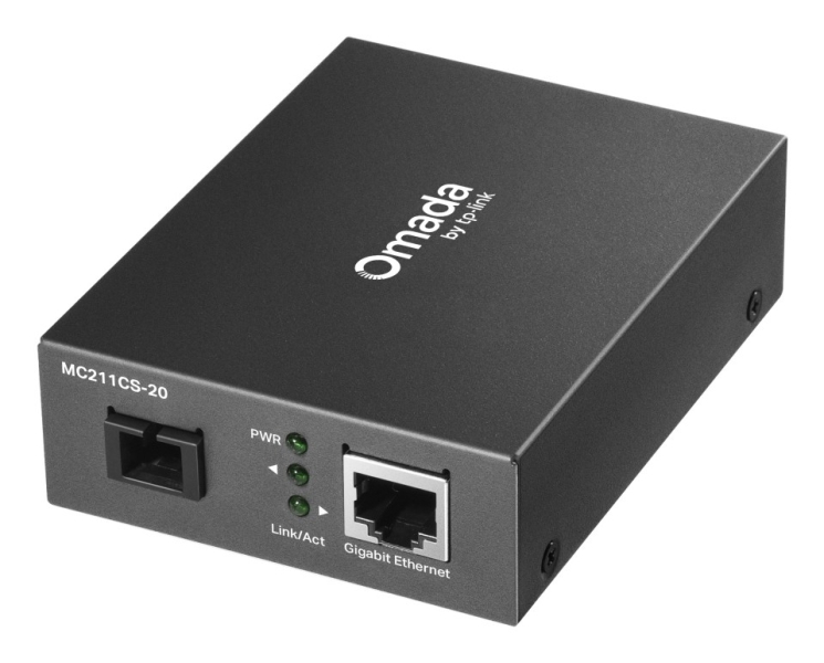 tp link omada mc211cs 20 convertidor de fibra a rj45 fibra hasta 20km velocidad hasta 1gbps ethernet tecnologia wdm color gris oscuro