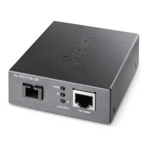 tp link omada fc111a 20 convertidor de fibra a rj45 fibra hasta 20km velocidad hasta 100mbps auto negociacion ethernet tecnologia wdm color gris oscuro