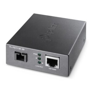 tp link omada fc111b 20 convertidor de fibra a rj45 fibra hasta 20km velocidad hasta 100mbps auto negociacion ethernet tecnologia wdm color gris oscuro
