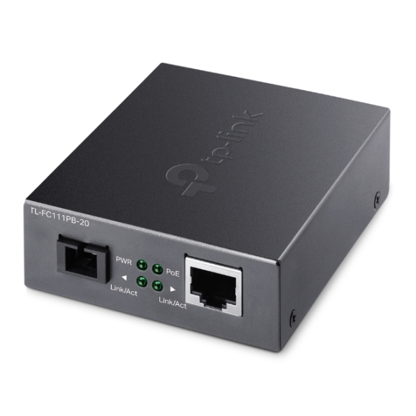 tp link omada fc111pb 20 convertidor de fibra a rj45 fibra hasta 20km velocidad hasta 100mbps ethernet tecnologia wdm color gris oscuro
