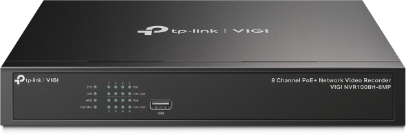 tp link vigi nvr1008h 8mp grabadora para videovigilancia gestion hasta 8 canales hdmi vga ethernet usb 2.0 sata soporta hasta 10tb decodifica hasta 16mpx color negro
