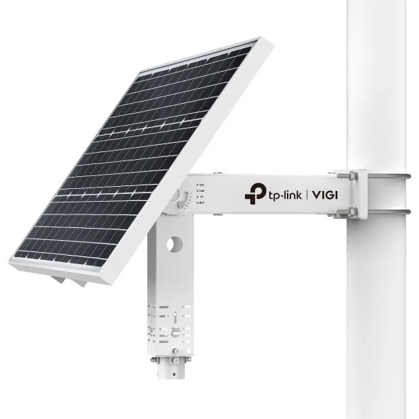 tp link vigi sp9030 panel solar con soporte para camaras 90w bateria 31.2ah ip66 ethernet rj45 velocidad hasta 100mbps regulador de carga mppt color blanco y negro