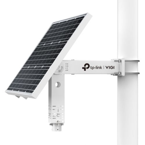 tp link vigi sp6030 panel solar con soporte para camaras 60w bateria 31.2ah ip66 ethernet rj45 velocidad hasta 100mbps regulador de carga mppt color blanco y negro
