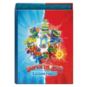 dohe superthings carpeta con 4 anillas de 40mm formato folio guardas impresas cubierta de carton plastificado 26x34x6cm multicolor