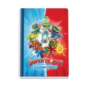 dohe superthings cuaderno de espiral metalica formato a4 100 hojas offset de 90g 5x5mm microperforadas banda de color tapa dura plastificada 21x31x2cm multicolor