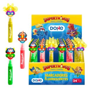 dohe superthings expositor con 24 marcadores fluorescentes punta biselada alto resalte colores surtidos