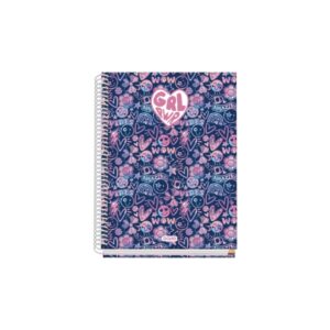 dohe girl power cuaderno de espiral metalica formato a5 100 hojas offset de 90g 5x5mm microperforadas banda de color tapa dura plastificada 16x21x2cm multicolor