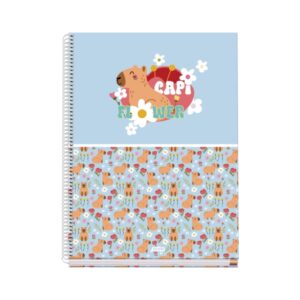 dohe capi flower cuaderno de espiral metalica formato a4 100 hojas offset de 90g 5x5mm microperforadas banda de color tapa dura plastificada 23x30x2cm multicolor