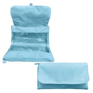 dohe serenity portatodo doble solapa con bolsillo interior cremallera ventanas transparentes poliester 22x11x6cm color azul