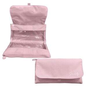 dohe serenity portatodo doble solapa con bolsillo interior cremallera ventanas transparentes poliester 22x11x6cm color rosa