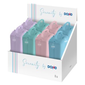 dohe serenity expositor con 8 portatodo 4 cremalleras tirador de goma silicona de tacto suave asa lateral colores surtidos