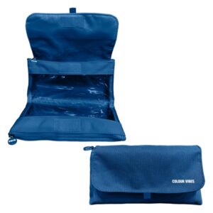 dohe vibes portatodo doble solapa con bolsillo interior cremallera ventanas transparentes poliester 22x11x6cm color azul