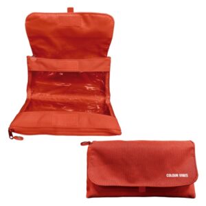 dohe vibes portatodo doble solapa con bolsillo interior cremallera ventanas transparentes poliester 22x11x6cm color rojo