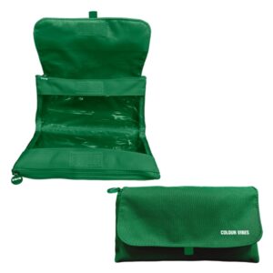 dohe vibes portatodo doble solapa con bolsillo interior cremallera ventanas transparentes poliester 22x11x6cm color verde