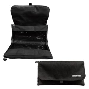 dohe vibes portatodo doble solapa con bolsillo interior cremallera ventanas transparentes poliester 22x11x6cm color negro