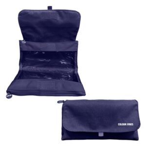 dohe vibes portatodo doble solapa con bolsillo interior cremallera ventanas transparentes poliester 22x11x6cm color azul oscuro