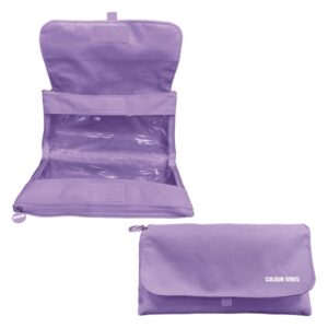dohe vibes portatodo doble solapa con bolsillo interior cremallera ventanas transparentes poliester 22x11x6cm color morado