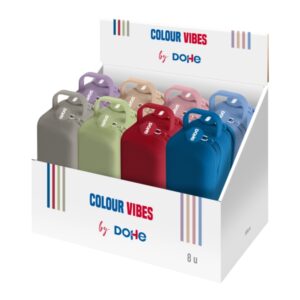 dohe colour vibes expositor con 8 portatodo 2 cremalleras tirador de goma silicona de tacto suave asa lateral colores surtidos