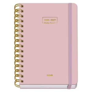 dohe premium agenda escolar 26/27 formato a5 semana vista papel offset ahuesado 80g cubierta de carton plastificado espiral metalica doble goma 15x21x2cm color rosa