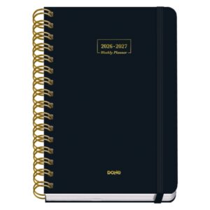 dohe premium agenda escolar 26/27 formato a5 semana vista papel offset ahuesado 80g cubierta de carton plastificado espiral metalica doble goma 15x21x2cm color negro