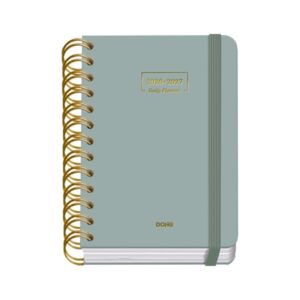 dohe premium agenda escolar 26/27 formato a6 dia pagina papel offset ahuesado 80g cubierta de carton plastificado espiral metalica doble goma 12x17x3cm color verde