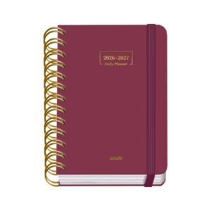 dohe premium agenda escolar 26/27 formato a6 dia pagina papel offset ahuesado 80g cubierta de carton plastificado espiral metalica doble goma 12x17x3cm color burdeos