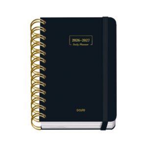 dohe premium agenda escolar 26/27 formato a6 dia pagina papel offset ahuesado 80g cubierta de carton plastificado espiral metalica doble goma 12x17x3cm color negro