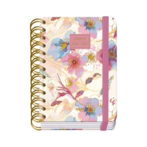 dohe premium magnolia agenda escolar 26/27 formato a6 dia pagina papel offset ahuesado 80g cubierta de carton plastificado espiral metalica doble goma 12x17x3cm multicolor