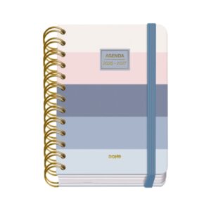 dohe premium donna agenda escolar 26/27 formato a6 dia pagina papel offset ahuesado 80g cubierta de carton plastificado espiral metalica doble goma 12x17x3cm multicolor