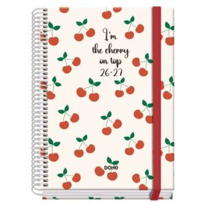 dohe prime cerezas agenda escolar 26/27 formato a5 semana vista papel offset ahuesado 70g cubierta de carton plastificado espiral goma 15x21x2cm multicolor