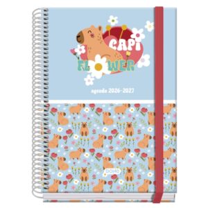dohe prime capi flower agenda escolar 26/27 formato a5 semana vista papel offset ahuesado 70g cubierta de carton plastificado espiral goma 15x21x2cm multicolor