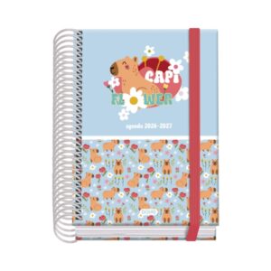 dohe prime capi flower agenda escolar 26/27 formato a6 dia pagina papel offset ahuesado 70g cubierta de carton plastificado espiral goma 12x17x3cm multicolor