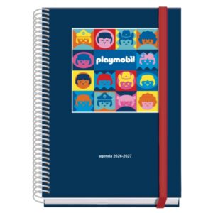 dohe prime playmobil agenda escolar 26/27 formato a5 semana vista papel offset ahuesado 70g cubierta de carton plastificado espiral goma 15x21x2cm color azul marino