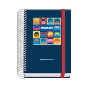 dohe prime playmobil agenda escolar 26/27 formato a6 dia pagina papel offset ahuesado 70g cubierta de carton plastificado espiral goma 12x17x3cm color azul marino