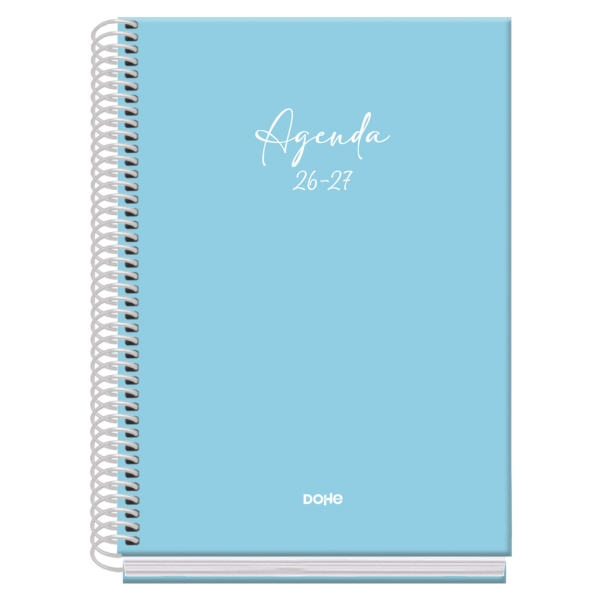 dohe basic serenity agenda escolar 26/27 formato a5 semana vista papel offset ahuesado 70g cubierta de carton plastificado espiral metalica goma 15x21x2cm color azul