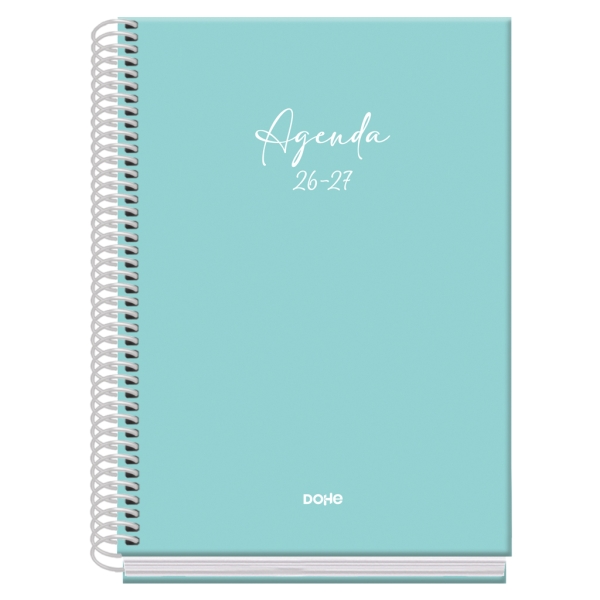 dohe basic serenity agenda escolar 26/27 formato a5 semana vista papel offset ahuesado 70g cubierta de carton plastificado espiral metalica goma 15x21x2cm color verde