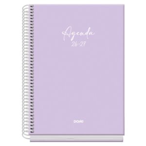 dohe basic serenity agenda escolar 26/27 formato a5 semana vista papel offset ahuesado 70g cubierta de carton plastificado espiral metalica goma 15x21x2cm color morado