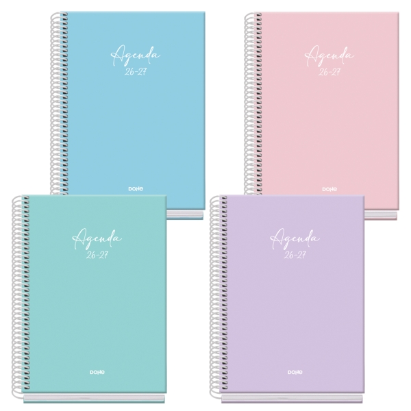 dohe basic serenity agenda escolar 26/27 formato a5 semana vista papel offset ahuesado 70g cubierta de carton plastificado espiral goma 15x21x2cm colores surtidos