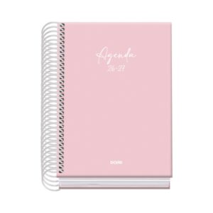 dohe basic serenity agenda escolar 26/27 formato a6 dia pagina papel offset ahuesado 70g cubierta de carton plastificado espiral metalica goma 12x17x3cm color rosa